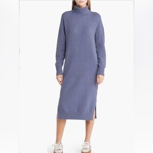 Cozy Blue Turtleneck Sweater Dress